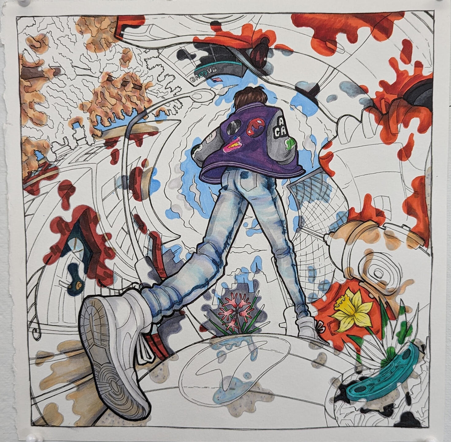 Walking Through Columbus - Alcohol Markers and Ink