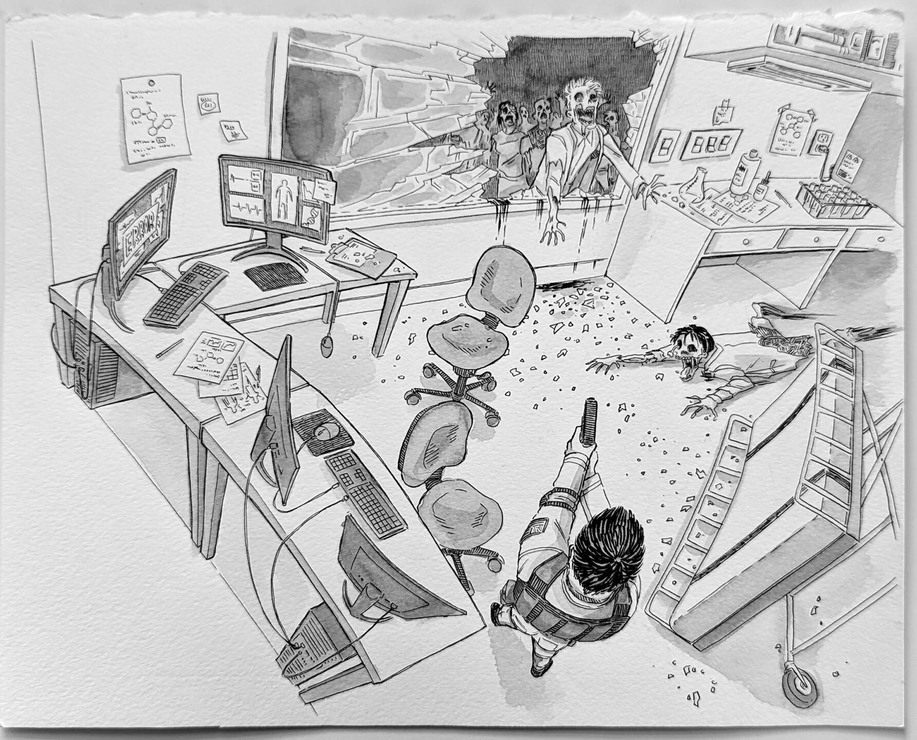 Trapped Part 1 - Pen and Ink