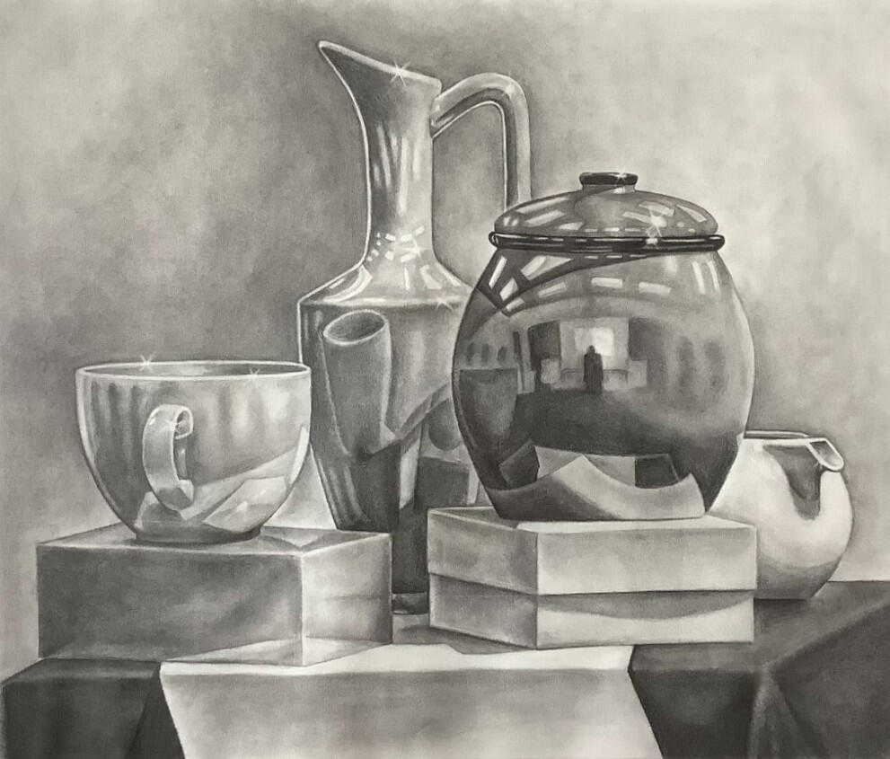 Self-Portrait in a Jar - Graphite