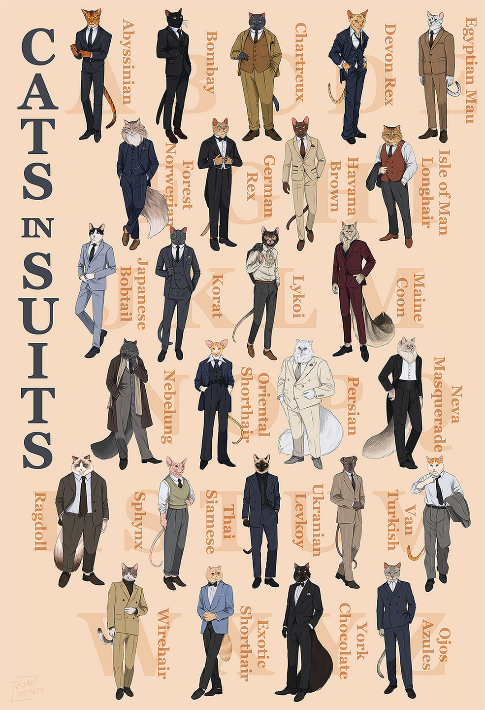 Cats In Suits Alphabet - Digital